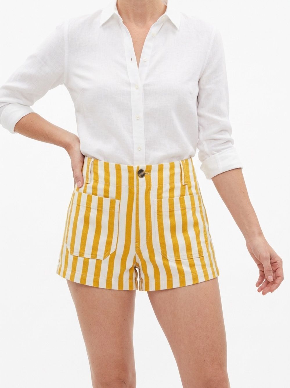 ANTHROPOLOGIE | MAEVE Striped Yellow White COLETTE Shorts Women’s Size 27 Petite